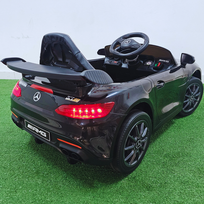 Carro Elétrico para Criança MERCEDES GTR MINI 12v BATERIA DE LITIO Preto c/ RODAS DE BORRACHA & ASSENTO EM PELE