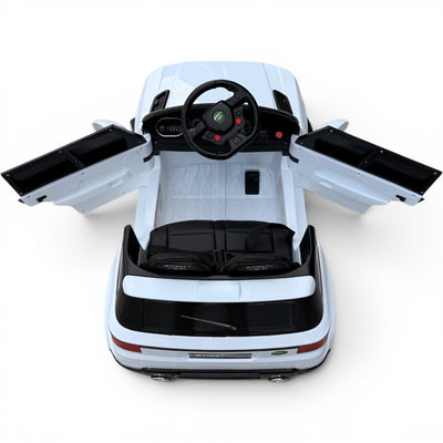 Carro Elétrico para Criança Rover Style 12v Branco c/ RODAS DE BORRACHA & ASSENTO EM PELE