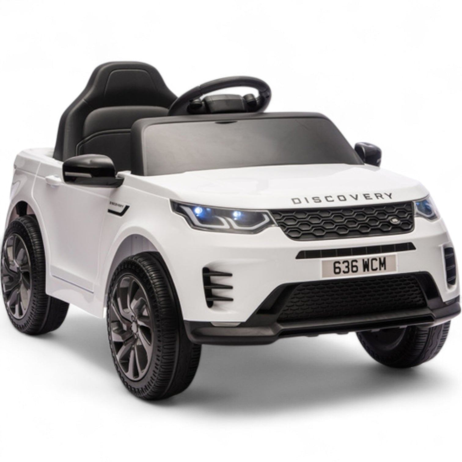 Carro Elétrico para Criança RANGE ROVER DISCOVERY 12v Branco c/ RODAS DE BORRACHA & ASSENTO EM PELE