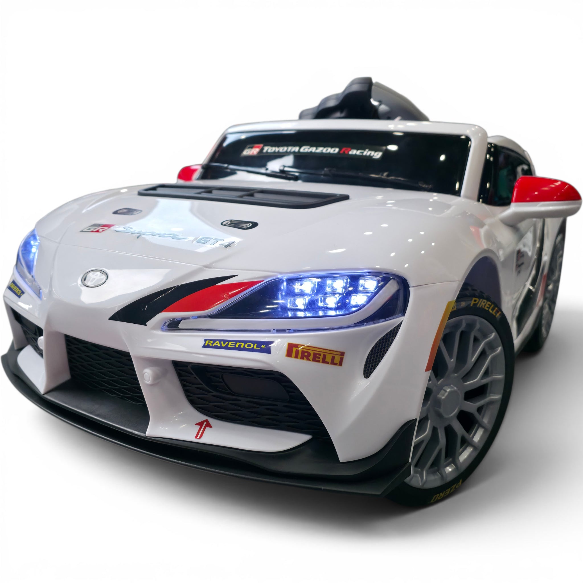 Carro Elétrico para Criança TOYOTA GR SUPRA GT4 12v Branco c/ RODAS DE BORRACHA & ASSENTO EM PELE