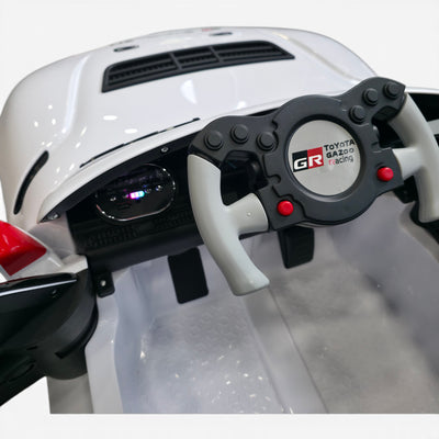 Carro Elétrico para Criança TOYOTA GR SUPRA GT4 12v Branco c/ RODAS DE BORRACHA & ASSENTO EM PELE