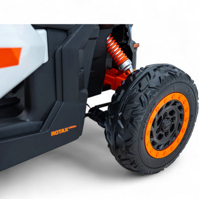 Carro Elétrico para Criança CAN-AM MAVERICK TURBO RR 4x4 24v Laranja c/ RODAS DE BORRACHA & ASSENTO EM PELE