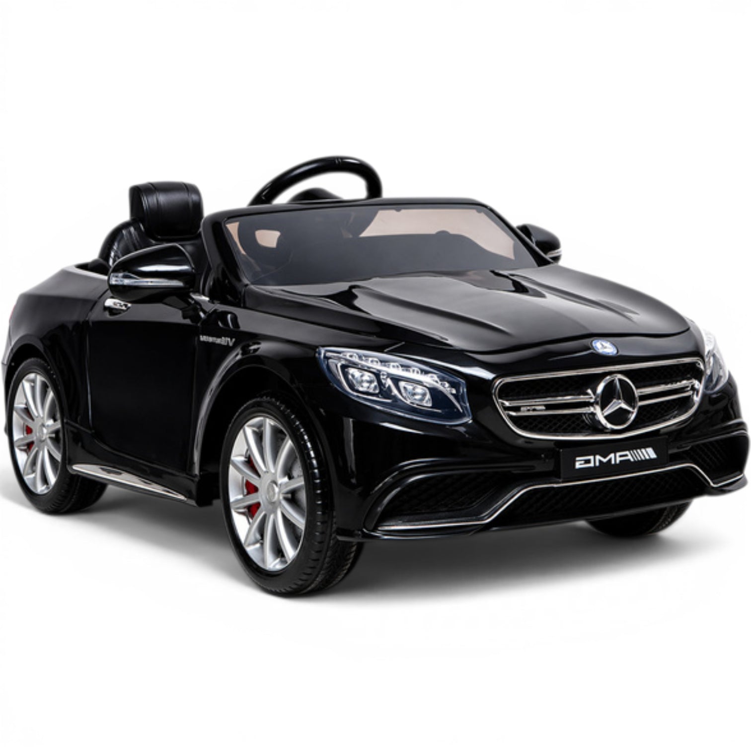 Carro Elétrico para Criança MERCEDES S63 12v Preto Metalizado c/ RODAS DE BORRACHA & ASSENTO EM PELE