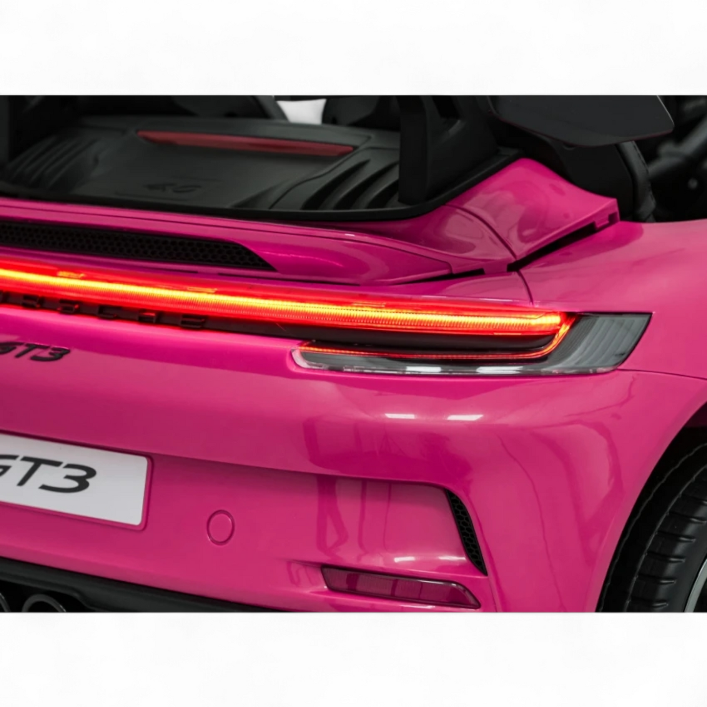 Carro Elétrico para Criança Porsche 911 GT3 24v STRONG XXL Rosa c/ Rodas de Borracha e Assento em Pele E Veludo