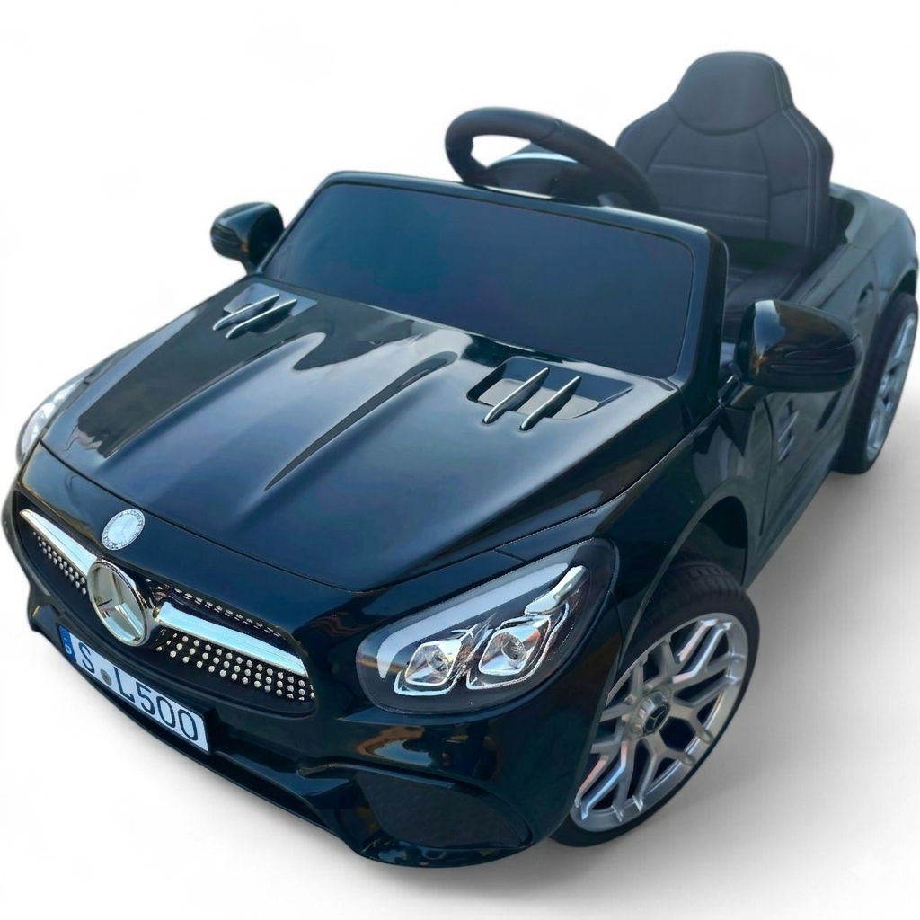 Carro Elétrico para Criança MERCEDES SL500 12V Preto c/ RODAS DE BORRACHA & ASSENTO EM PELE