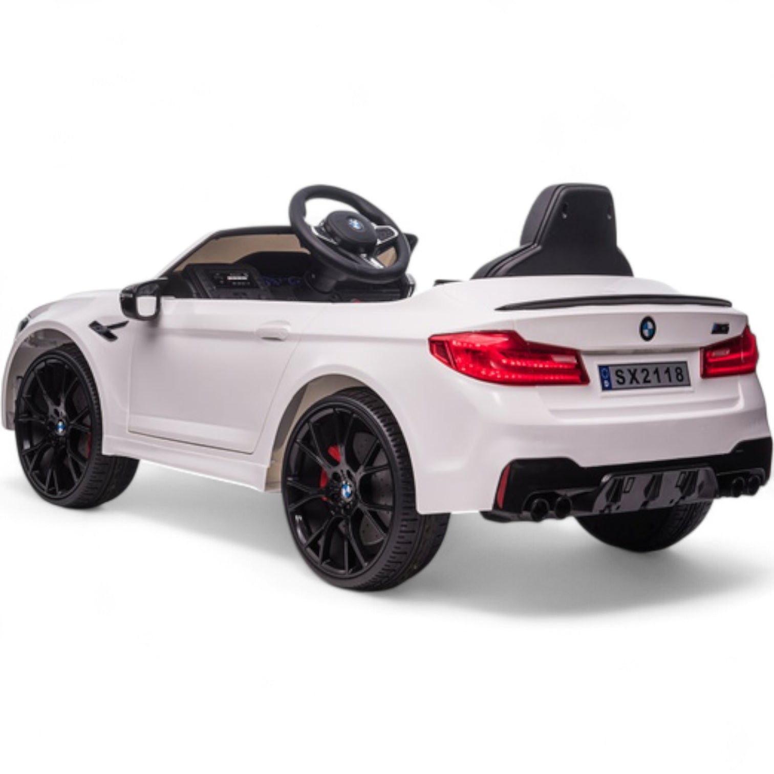 Carro Elétrico para Criança BMW M5 DRIFT 24v Branco c/ RODAS DE BORRACHA & ASSENTO EM PELE