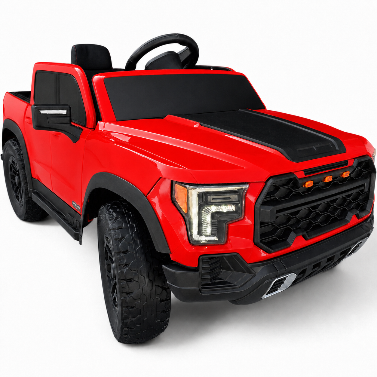 Carro Elétrico para Criança Range Raptor Style 12v Vermelho c/ RODAS DE BORRACHA & ASSENTO EM PELE
