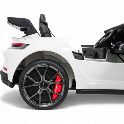 Carro Elétrico para Criança Porsche 911 GT3 24v STRONG XXL Branco c/ Rodas de Borracha e Assento em Pele E Veludo