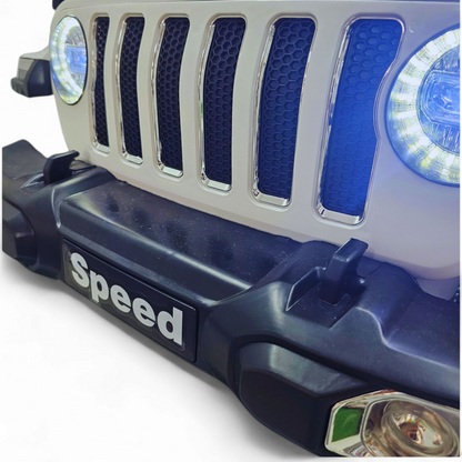 Carro Elétrico para Criança SPEED WRANGLER 4x4 Branco 12v c/ RODAS DE BORRACHA & ASSENTO EM PELE