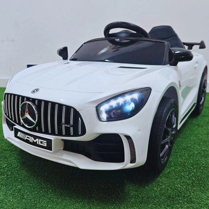 Carro Elétrico para Criança MERCEDES GTR MINI 12v BATERIA DE LITIO Branco c/ RODAS DE BORRACHA & ASSENTO EM PELE
