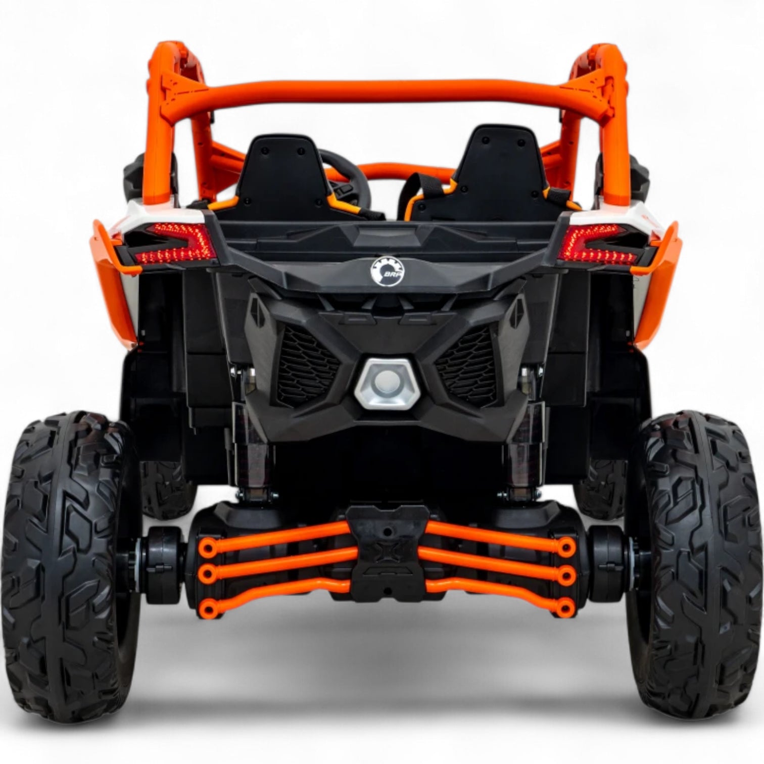 Carro Elétrico para Criança CAN-AM MAVERICK TURBO RR 4x4 24v Laranja c/ RODAS DE BORRACHA & ASSENTO EM PELE
