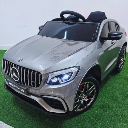 Carro Elétrico para Criança MERCEDES GLC63S 4x4 12v Cinza Metalizado c/ RODAS DE BORRACHA & ASSENTO EM PELE