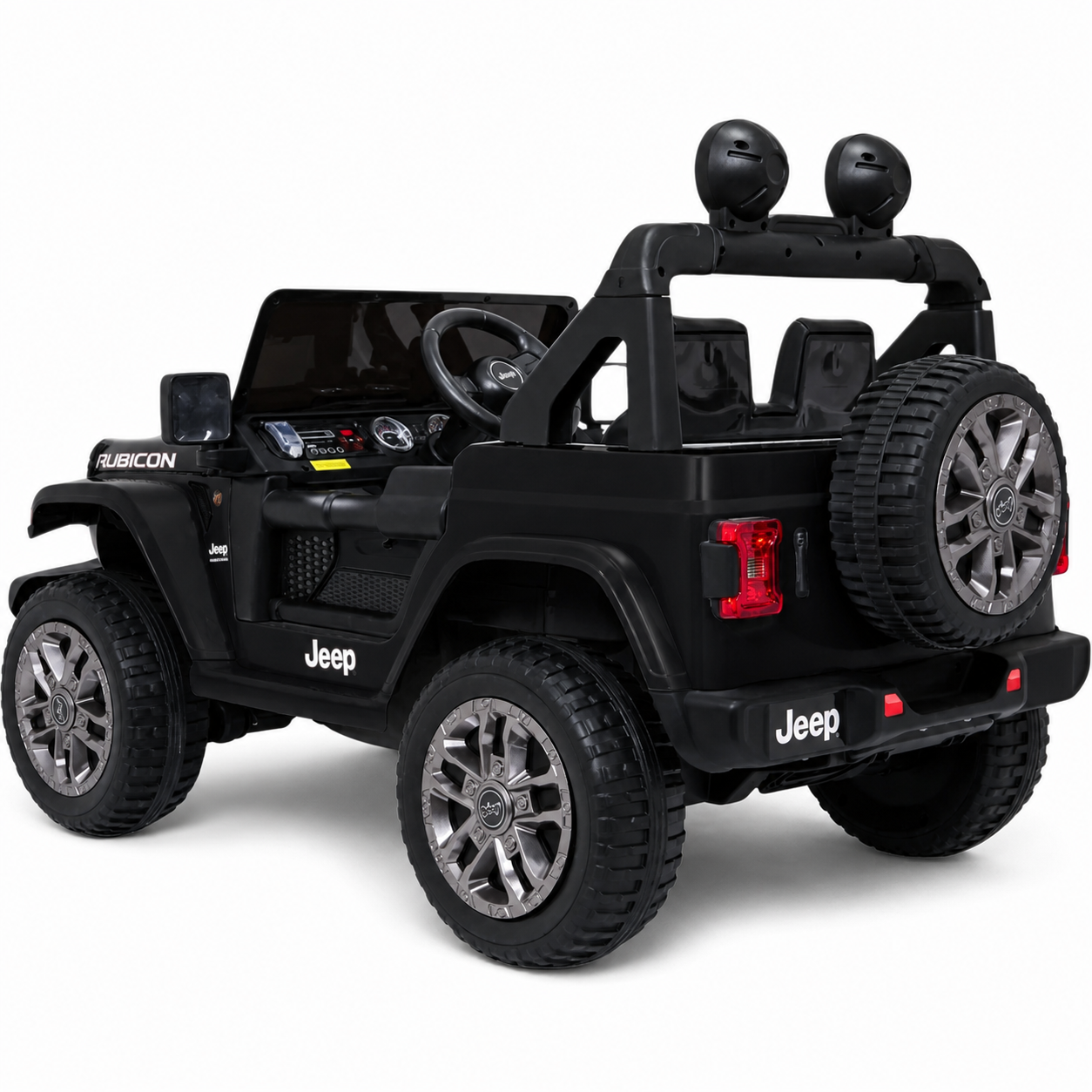 Carro Elétrico para Criança JEEP RUBICON 4x4 24v Preto c/ RODAS DE BORRACHA & ASSENTO EM PELE