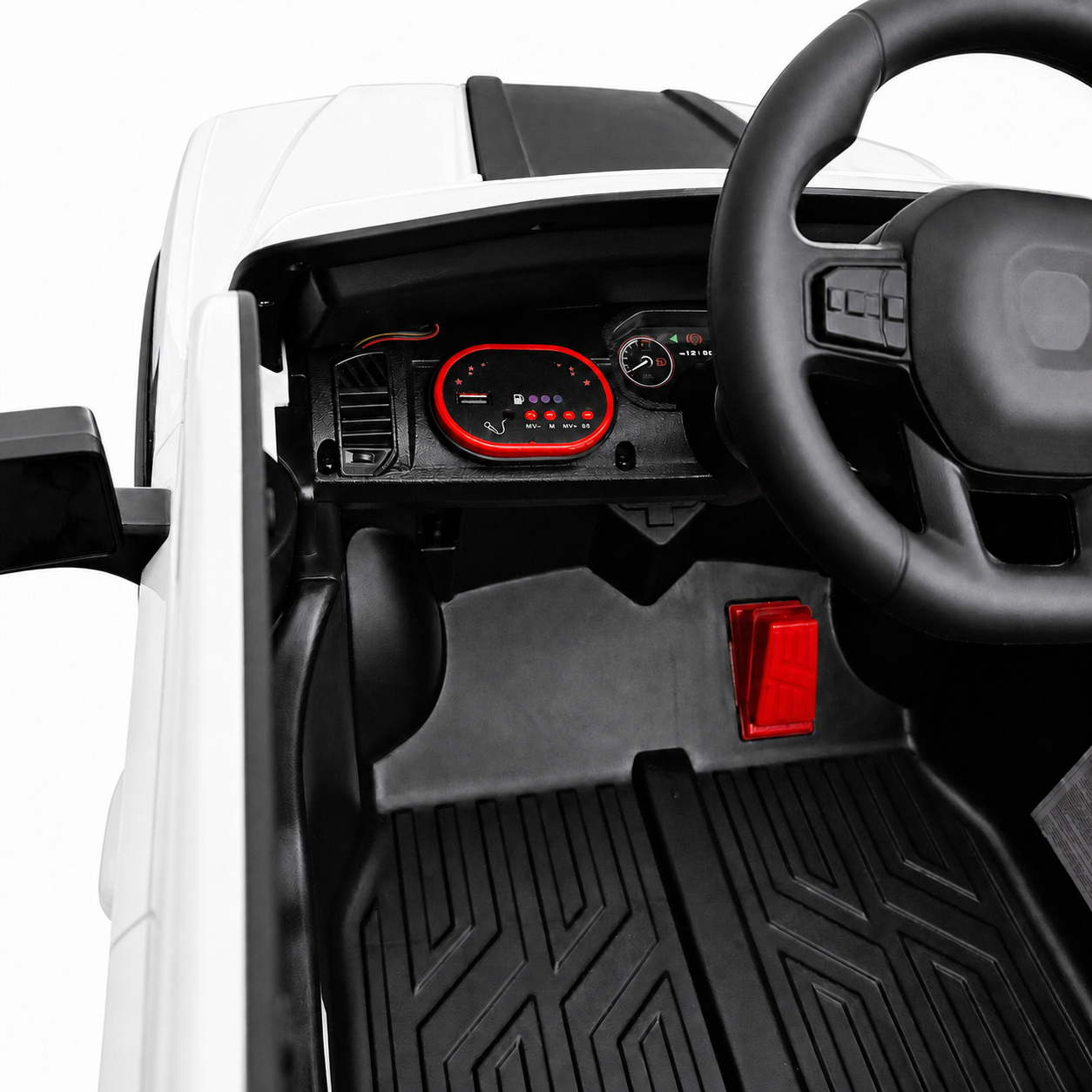 Carro Elétrico para Criança Range Raptor Style 12v Branco c/ RODAS DE BORRACHA & ASSENTO EM PELE