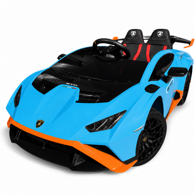 Carro Elétrico para Criança LAMBORGHINI STO 12v Azul c/ RODAS DE BORRACHA & ASSENTO EM PELE