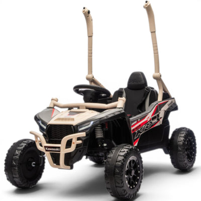 Carro Elétrico para criança KAWASAKI 24V Khaki c/ RODAS DE BORRACHA & ASSENTO EM PELE