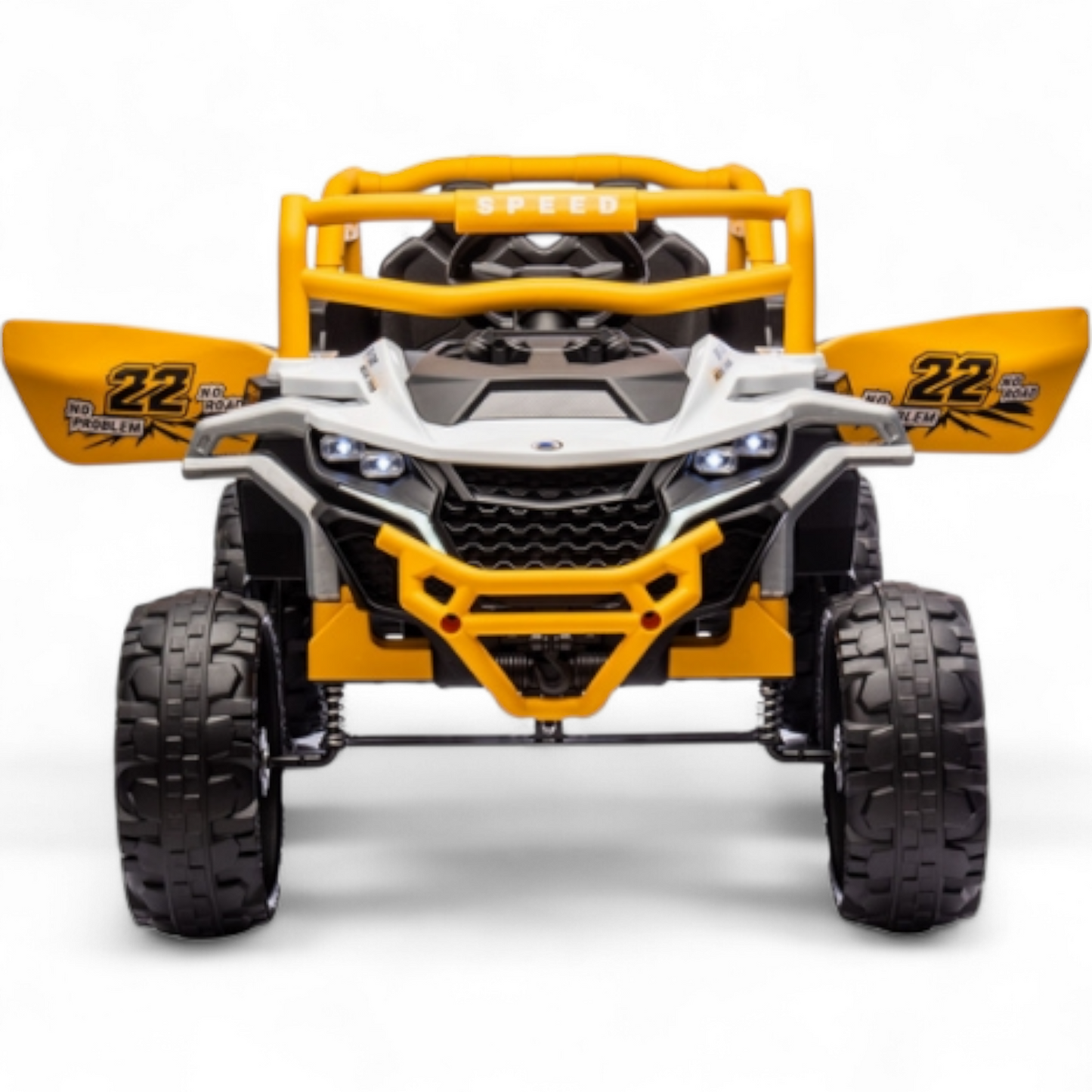 Carro Elétrico para Criança Buggy Speed Amarelo 4x4 12v c/ RODAS DE BORRACHA & ASSENTO EM PELE