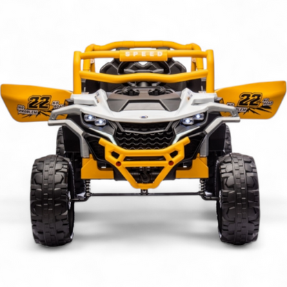 Carro Elétrico para Criança Buggy Speed Amarelo 4x4 12v c/ RODAS DE BORRACHA & ASSENTO EM PELE
