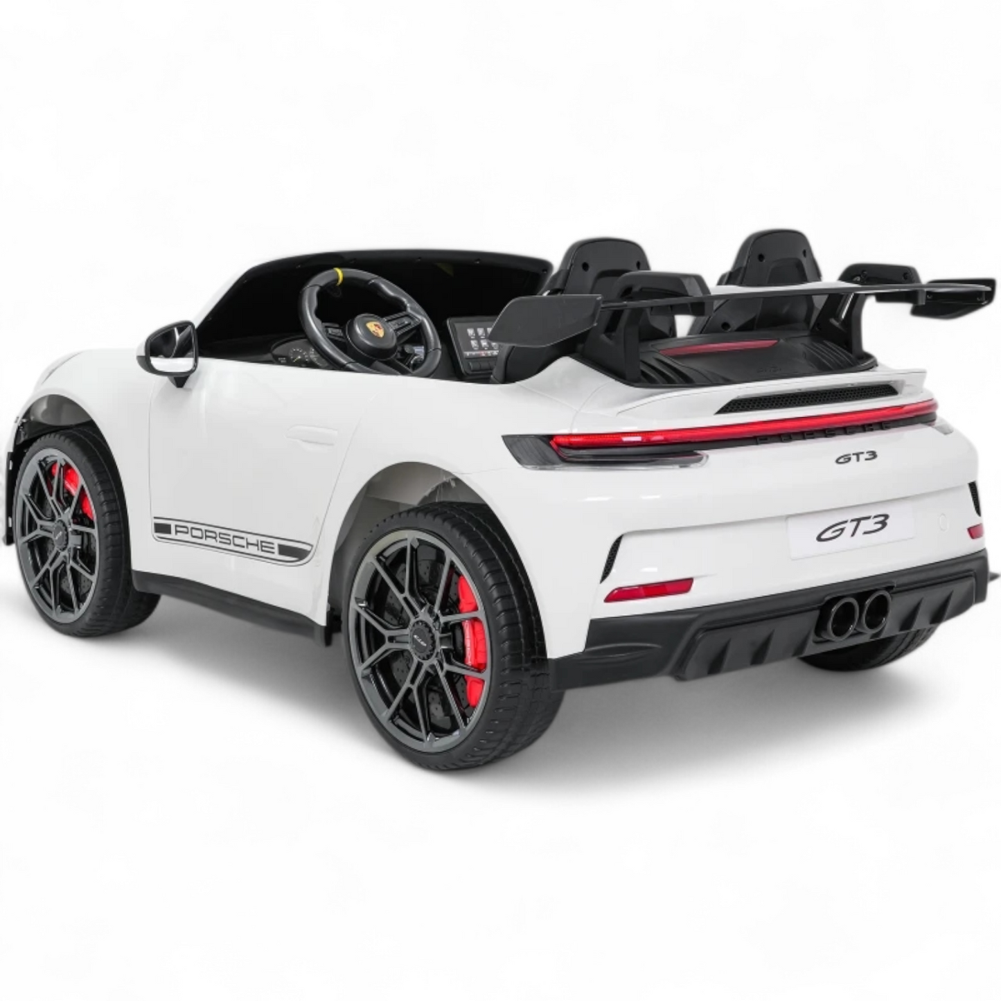 Carro Elétrico para Criança Porsche 911 GT3 24v STRONG XXL Branco c/ Rodas de Borracha e Assento em Pele E Veludo