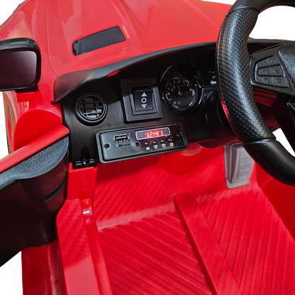 Carro Elétrico para Criança MERCEDES GTR MINI 12v BATERIA DE LITIO Vermelho c/ RODAS DE BORRACHA & ASSENTO EM PELE