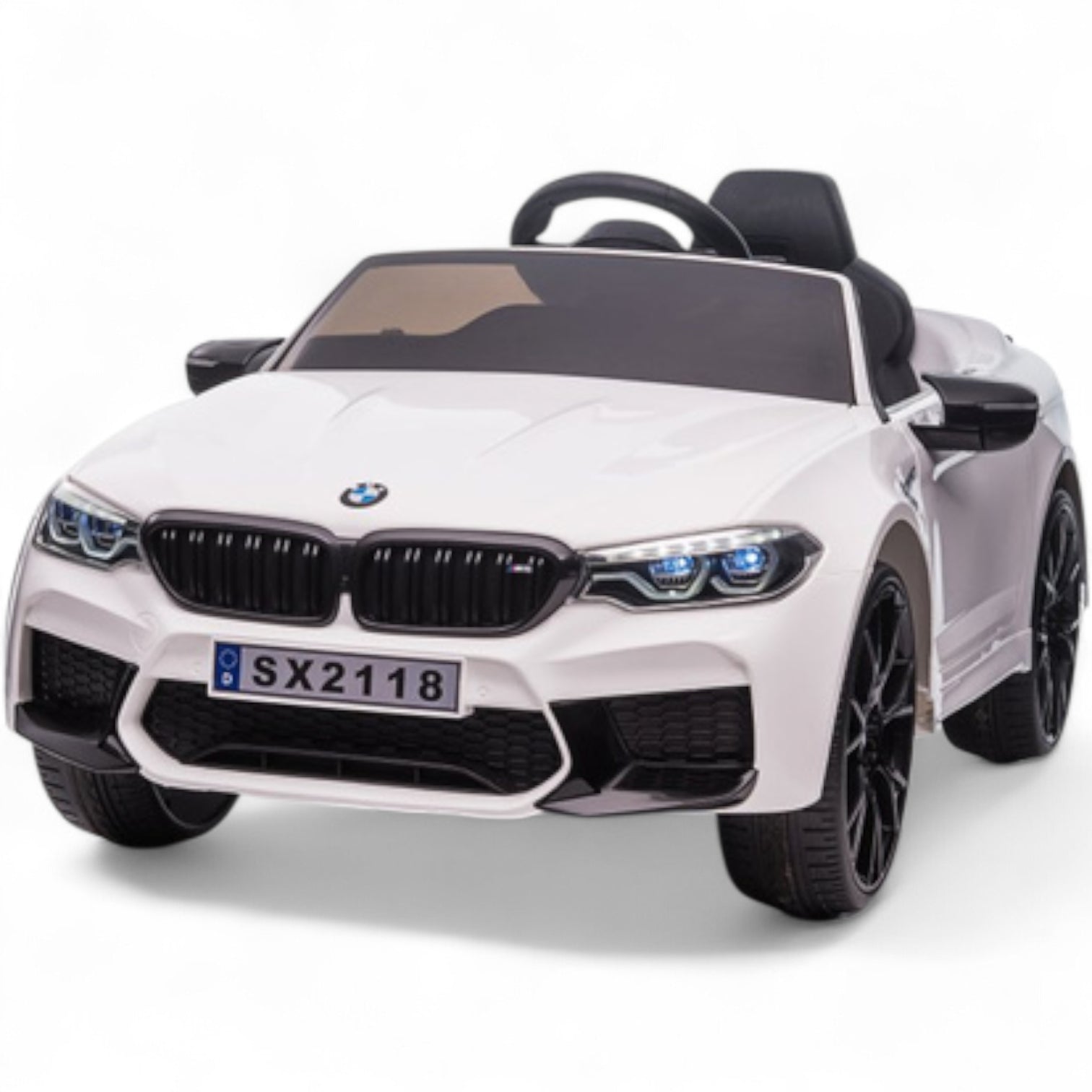 Carro Elétrico para Criança BMW M5 DRIFT 24v Branco c/ RODAS DE BORRACHA & ASSENTO EM PELE