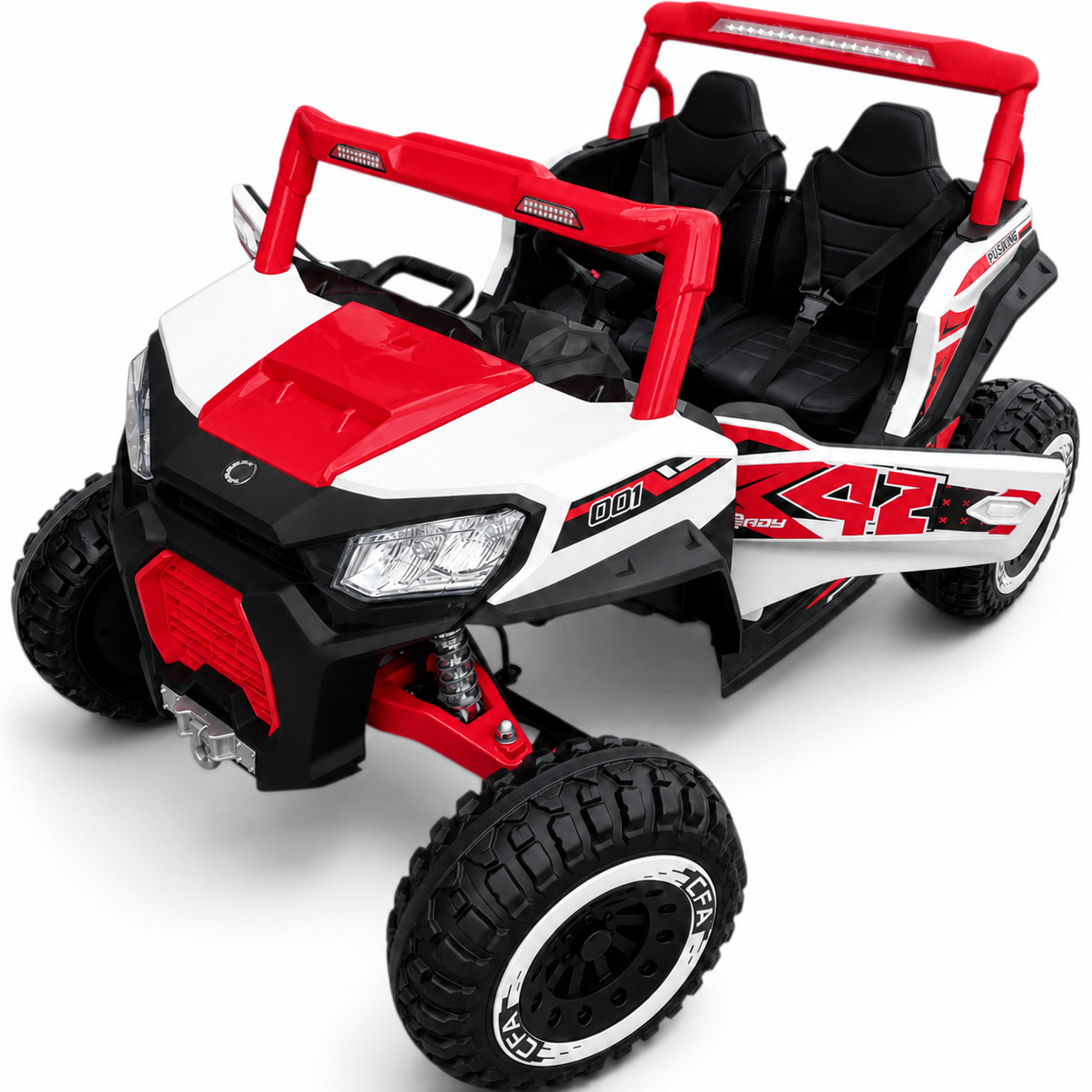Carro Elétrico para Criança BUGGY PULSATING 4x4 24v Vermelho c/ RODAS DE BORRACHA & ASSENTO EM PELE