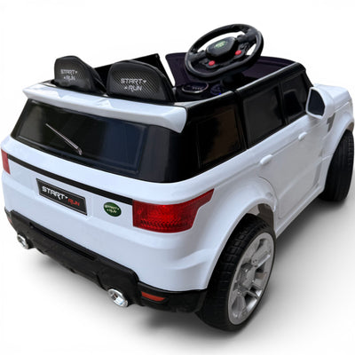 Carro Elétrico para Criança Rover Style 12v Branco c/ RODAS DE BORRACHA & ASSENTO EM PELE