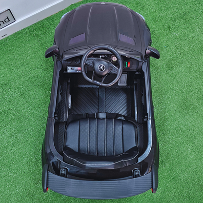Carro Elétrico para Criança MERCEDES GTR MINI 12v BATERIA DE LITIO Preto c/ RODAS DE BORRACHA & ASSENTO EM PELE