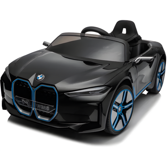 Carro Elétrico para Criança BMW I4 12v Preto c/ RODAS DE BORRACHA & ASSENTO EM PELE