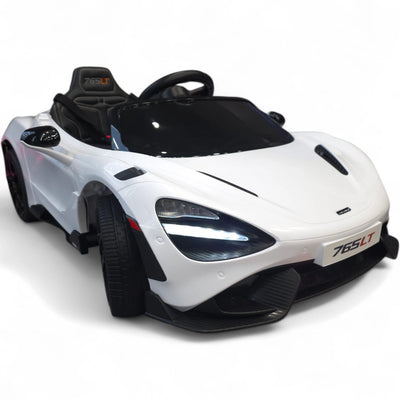 Carro Elétrico para Criança McLaren 765LT 12v Branco c/ RODAS DE BORRACHA & ASSENTO EM PELE
