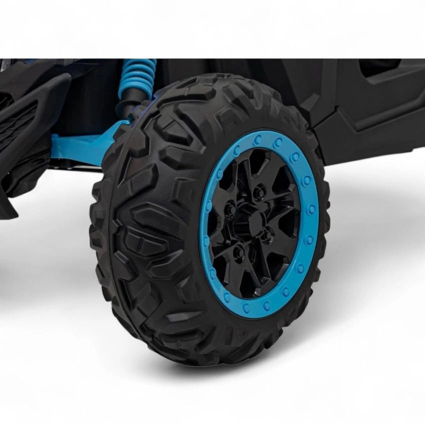 Carro Elétrico para Criança MAVERICK STYLE RR 4x4 24v Azul c/ RODAS DE BORRACHA & ASSENTO EM PELE