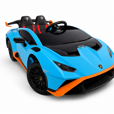 Carro Elétrico para Criança LAMBORGHINI STO 12v Azul c/ RODAS DE BORRACHA & ASSENTO EM PELE