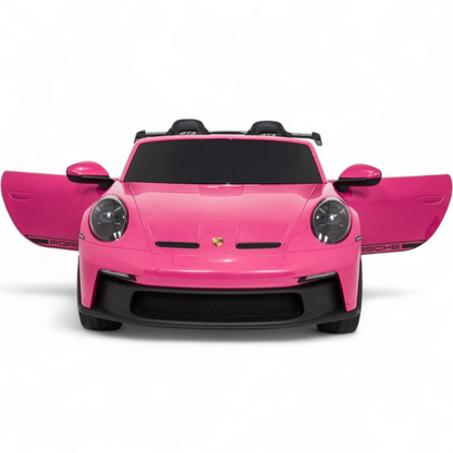 Carro Elétrico para Criança Porsche 911 GT3 24v STRONG XXL Rosa c/ Rodas de Borracha e Assento em Pele E Veludo