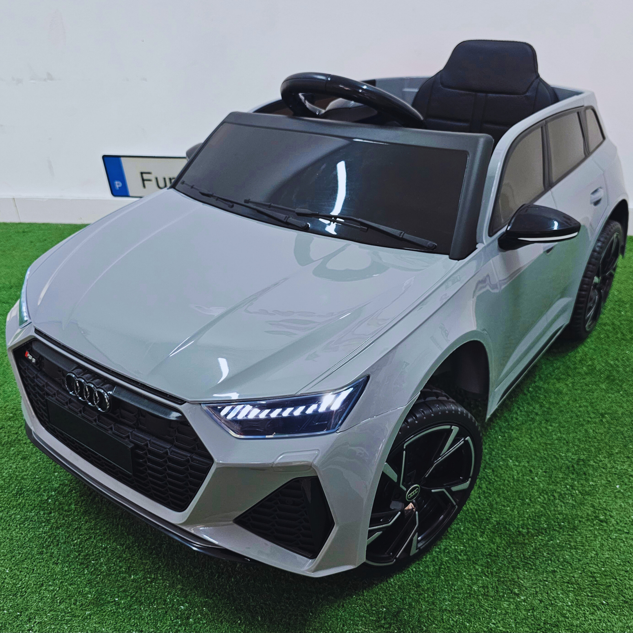 Carro Elétrico para Criança AUDI RS6 12v Cinza c/ RODAS DE BORRACHA & ASSENTO EM PELE