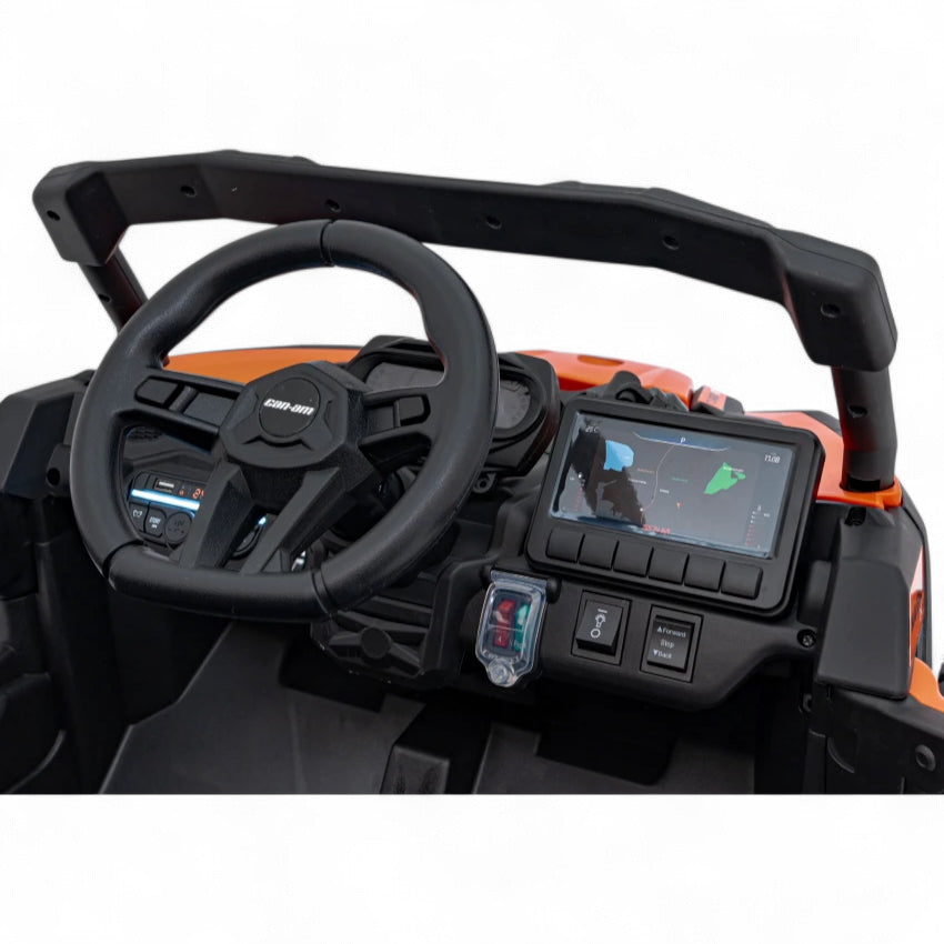 Carro Elétrico para Criança CAN-AM MAVERICK 4x4 24v Laranja c/ RODAS DE BORRACHA & ASSENTO EM PELE