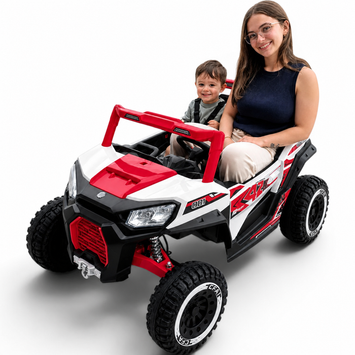Carro Elétrico para Criança BUGGY PULSATING 4x4 24v Vermelho c/ RODAS DE BORRACHA & ASSENTO EM PELE ECOLÓGICA