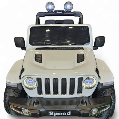 Carro Elétrico para Criança SPEED WRANGLER 4x4 Branco 12v c/ RODAS DE BORRACHA & ASSENTO EM PELE