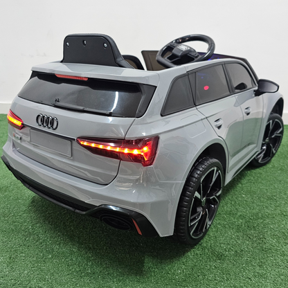 Carro Elétrico para Criança AUDI RS6 12v BATERIA DE LÍTIO Cinza c/ RODAS DE BORRACHA & ASSENTO EM PELE