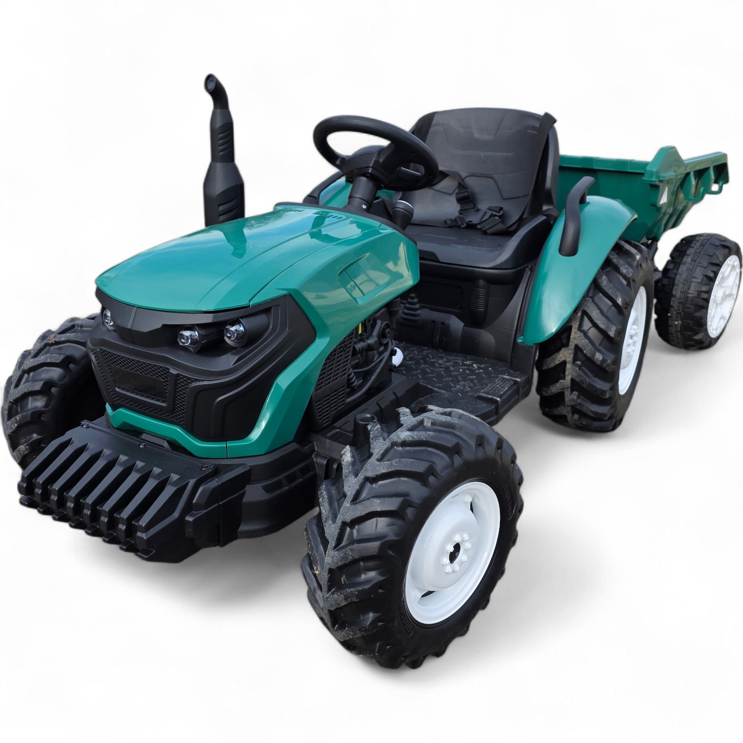 Trator Elétrico para Criança GROW c/ Atrelado 24v Verde Escuro c/ RODAS DE BORRACHA