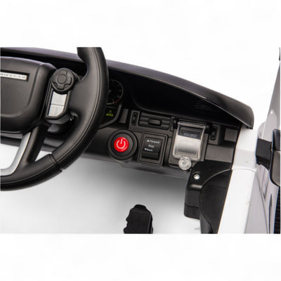 Carro Elétrico para Criança RANGE ROVER DISCOVERY 12v Branco c/ RODAS DE BORRACHA & ASSENTO EM PELE