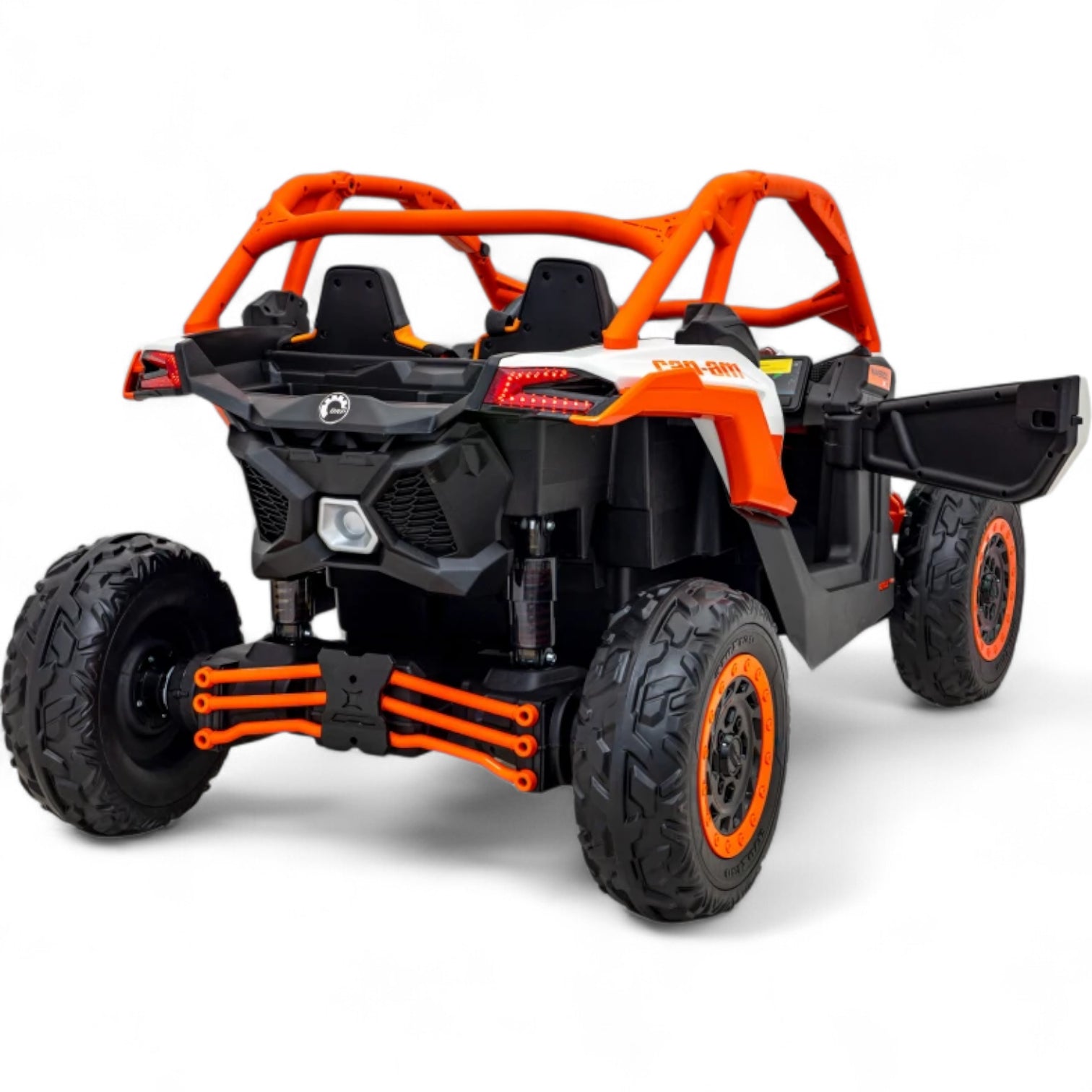 Carro Elétrico para Criança CAN-AM MAVERICK TURBO RR 4x4 24v Laranja c/ RODAS DE BORRACHA & ASSENTO EM PELE