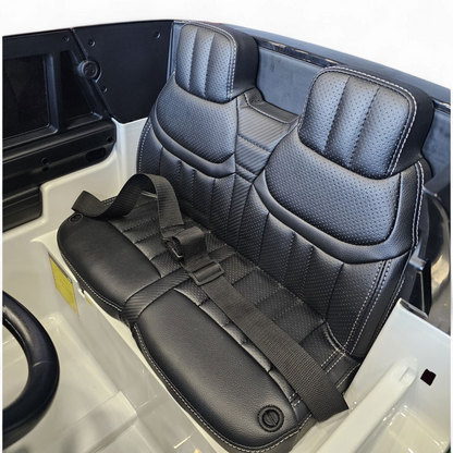 Carro elétrico para criança RANGE ROVER SV Branco 2 Lugares 24v MP4 c/ RODAS DE BORRACHA & ASSENTO EM PELE