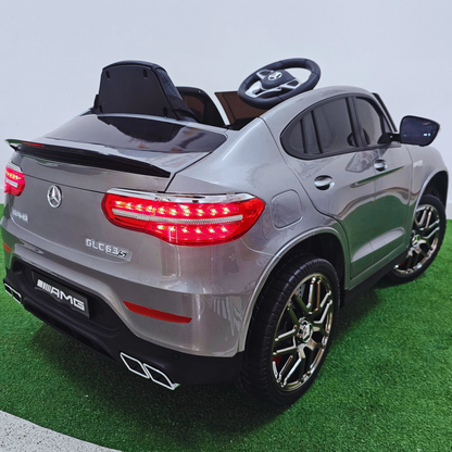Carro Elétrico para Criança MERCEDES GLC63S 4x4 12v Cinza Metalizado c/ RODAS DE BORRACHA & ASSENTO EM PELE