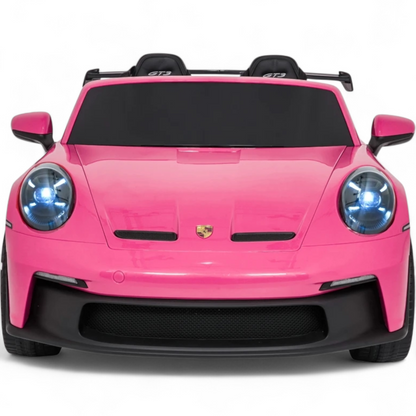 Carro Elétrico para Criança Porsche 911 GT3 24v STRONG XXL Rosa c/ Rodas de Borracha e Assento em Pele E Veludo