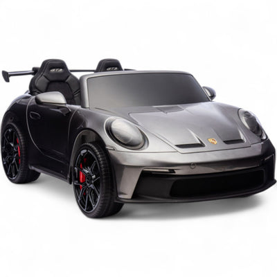 Carro Elétrico para Criança PORSCHE 911 GT3 24v STRONG XXL Cinza Metalizado c/ RODAS DE BORRACHA & ASSENTO EM PELE E VELUDO