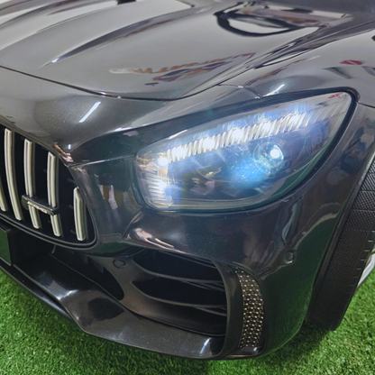 Carro Elétrico para Criança MERCEDES GTR MINI 12v BATERIA DE LITIO Preto c/ RODAS DE BORRACHA & ASSENTO EM PELE