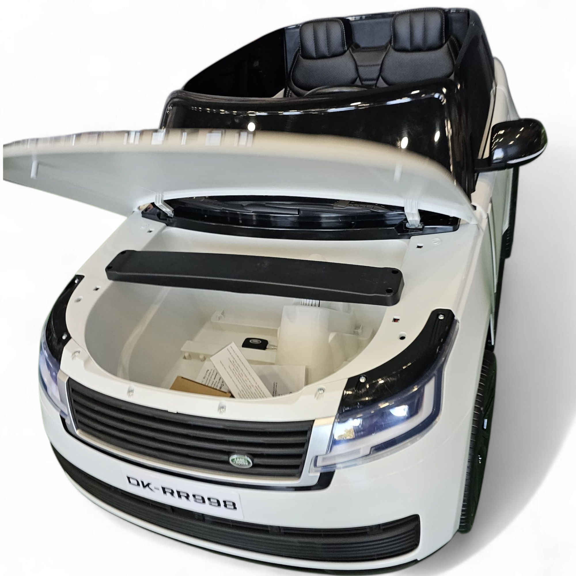 Carro elétrico para criança RANGE ROVER SV  Branco 2 Lugares 24v c/ RODAS DE BORRACHA & ASSENTO EM PELE