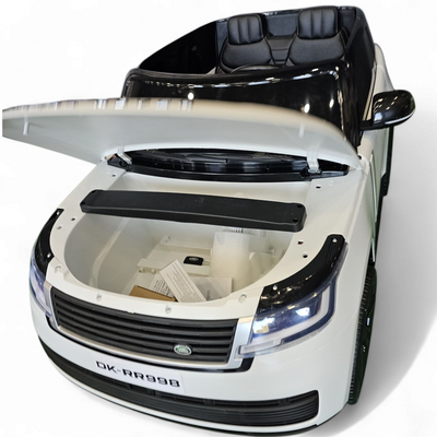 Carro elétrico para criança RANGE ROVER SV  Branco 2 Lugares 24v c/ RODAS DE BORRACHA & ASSENTO EM PELE