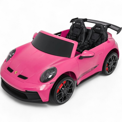 Carro Elétrico para Criança Porsche 911 GT3 24v STRONG XXL Rosa c/ Rodas de Borracha e Assento em Pele E Veludo