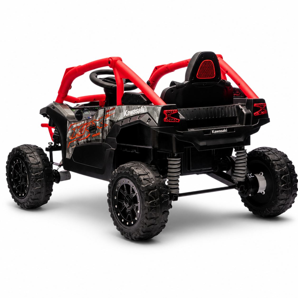Carro Elétrico para Criança Buggy KAWASAKI 4x4 12v BATERIA DE LITIO Vermelho c/ RODAS DE BORRACHA & ASSENTO EM PELE